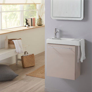 Pack lave-mains Beige cachemire avec porte serviette - mitigeur à gauche - L.48 X H. 52.5 cm - Houston