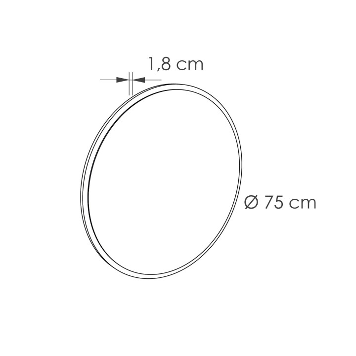 Miroir simple 75 cm avec contour noir pour meuble de salle de bain Cobalto
