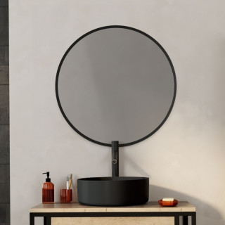 Miroir simple 75 cm avec contour noir pour meuble de salle de bain Cobalto