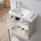 Pack lave-mains Vert mat strié avec porte serviette - mitigeur à gauche - L.48 X H. 52.5 cm - Houston