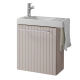 Pack lave-mains Beige cachemire strié avec porte serviette - robinetterie eau froide à gauche - L.48 X H. 52.5 cm - Houston