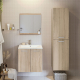 ENSEMBLE MEUBLE SALLE DE BAIN 60 CM + MIROIR + COLONNE ALBAN