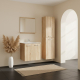 ENSEMBLE MEUBLE SALLE DE BAIN 60 CM + MIROIR + COLONNE ALBAN