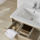 Meuble salle de bain - 60 cm - avec plan vasque - Effet chêne cambrian - A suspendre - miroir et éclairage inclus - Siris