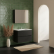 Ensemble meuble salle de bain 80 cm + plan céramique + armoire - Noir mat - A suspendre - Donna