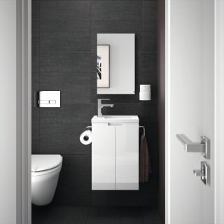 Pack meuble lave-mains avec miroir - dérouleur - porte serviette - L 40 x H 60 x P 25.2 cm - Closy