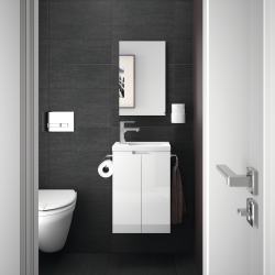 Pack meuble lave-mains avec miroir - dérouleur - porte serviette - L 40 x H 60 x P 25.2 cm - Closy