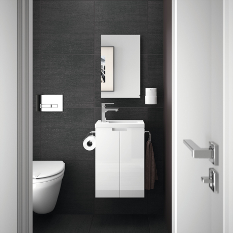 Pack meuble lave-mains avec miroir - dérouleur - porte serviette - L 40 x H 60 x P 25.2 cm - Closy