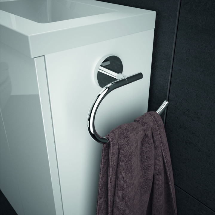Pack meuble lave-mains avec miroir - dérouleur - porte serviette - L 40 x H 60 x P 25.2 cm - Closy