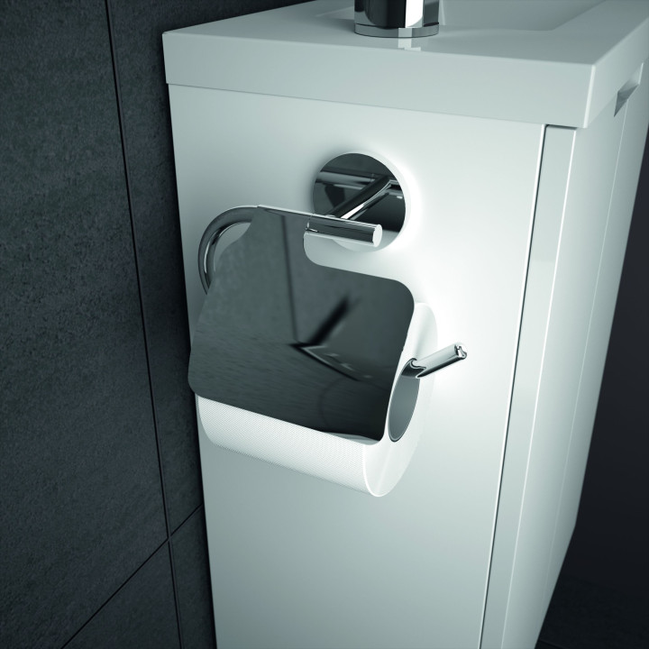 Pack meuble lave-mains avec miroir - dérouleur - porte serviette - L 40 x H 60 x P 25.2 cm - Closy