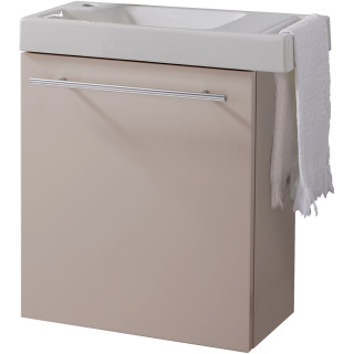 Meuble Beige cachemire avec lave-mains et porte serviette intégré pour Robinet à gauche Solo