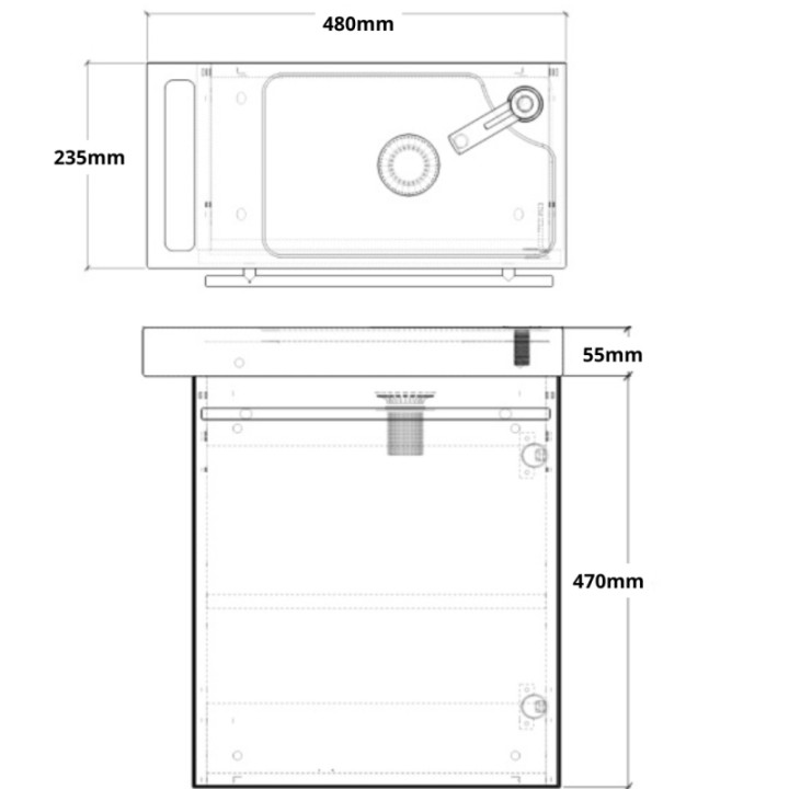Meuble lave-mains Strié Beige cachemire avec porte serviette intégré pour Robinet à droite Solo