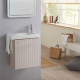 Meuble lave-mains Strié Beige cachemire avec porte serviette intégré pour Robinet à droite Solo