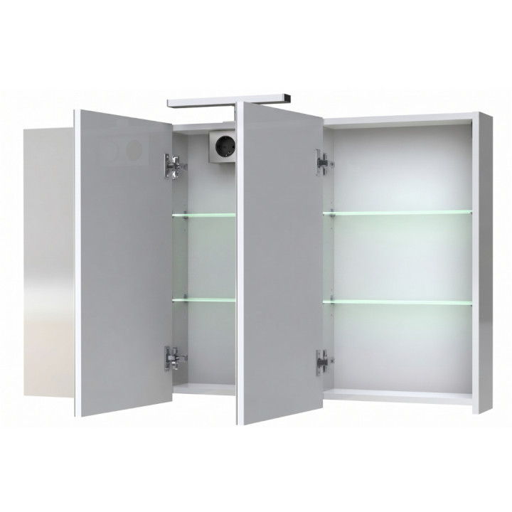 Armoire de toilette éclairante 3 portes 120 cm blanche Juno 2