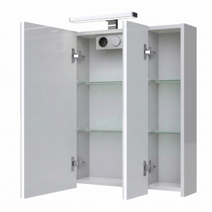Armoire de toilette éclairante 3 portes 80 cm blanche Juno 2