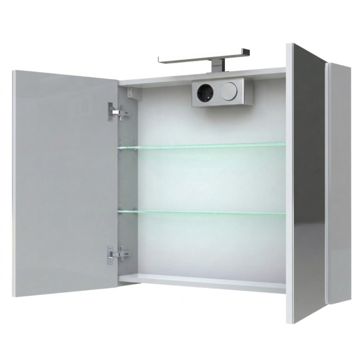 Armoire de toilette éclairante 2 portes 80 cm blanche Juno 2