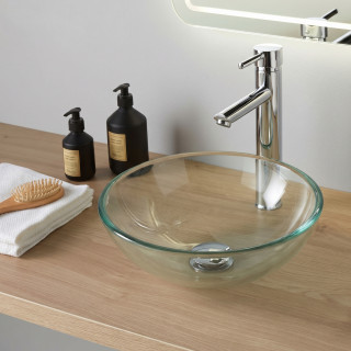Vasque à poser ronde diamètre 31 cm -  Forme bol - Verre transparent