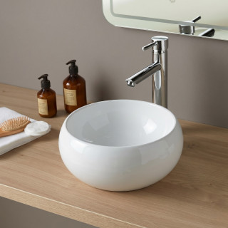 Vasque à poser forme bol en porcelaine blanche