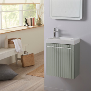 Pack lave-mains Vert Strié - Mitigeur à gauche - L.42.5 X H. 52.5 cm - Hamac 2