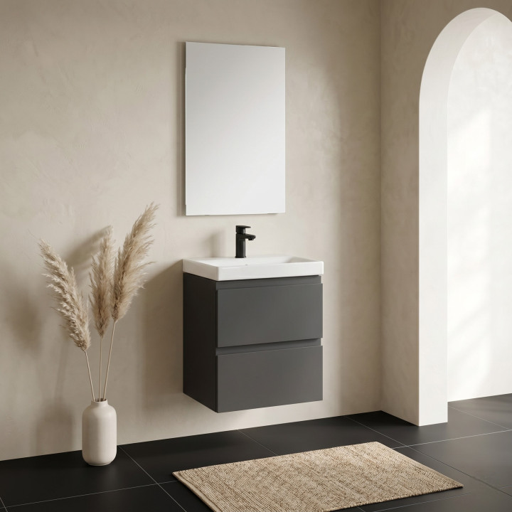 MEUBLE GAIN DE PLACE SLIM 50 GRIS ANTHRACITE