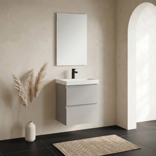 Meuble salle de bain-50x35cm-Gain de place-Gris Clair-Moduo Slim