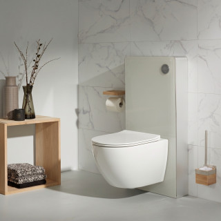 Pack WC suspendu gain de place bâti mural verre blanc + cuvette sans bride Turbi