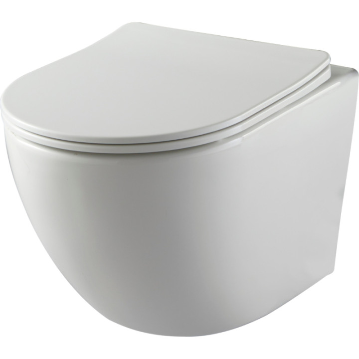 Pack WC suspendu gain de place bâti mural verre blanc + cuvette sans bride Turbi