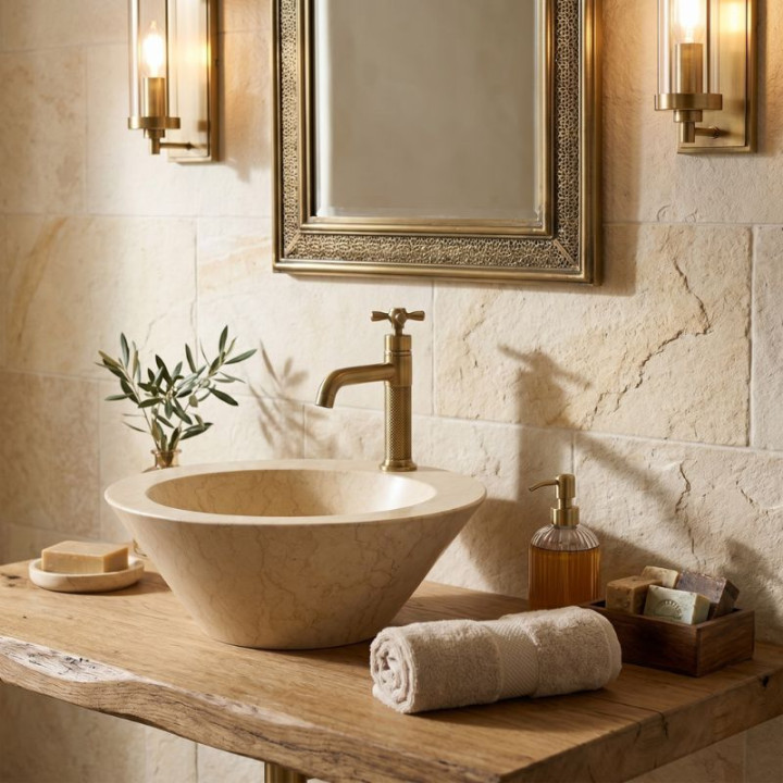 Vasque à poser conique en pierre naturelle