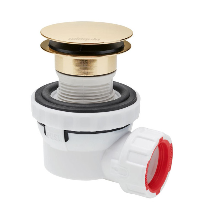 Ensemble bonde + siphon gain de place D32 pour vasque - Faible hauteur - Quick clack - Dôme doré - Nano 6.7 - 30724955