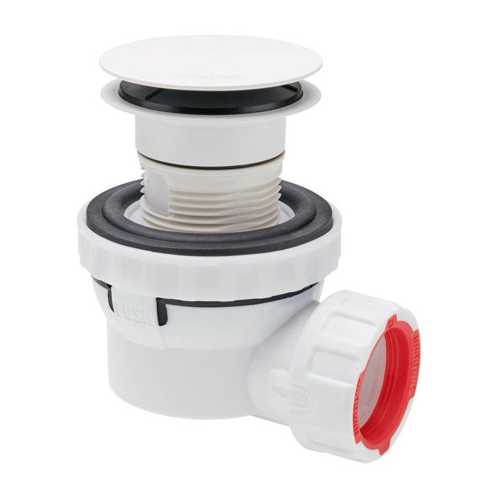 Ensemble bonde + siphon gain de place D32 pour vasque- Faible hauteur - Quick clack - Dôme blanc - Nano 6.7 - 30724953