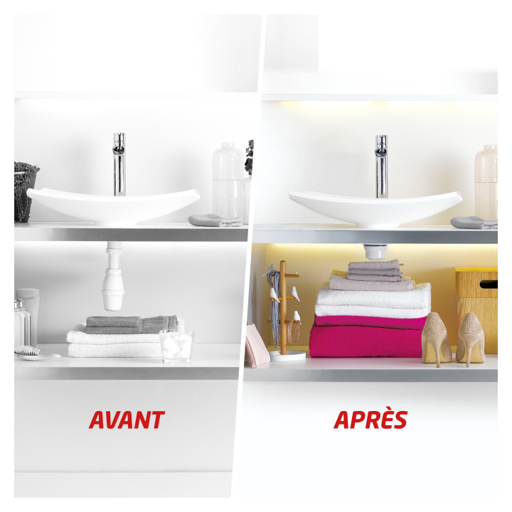 Ensemble bonde + siphon gain de place D32 pour vasque- Faible hauteur - Quick clack - Dôme blanc - Nano 6.7 - 30724953