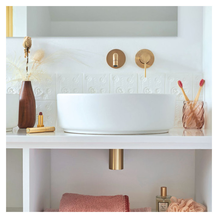 Siphon de lavabo en laiton doré brossé - mini linéis - 30724961