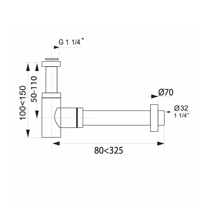 Siphon de lavabo en laiton blanc mat - mini linéis - 30724960