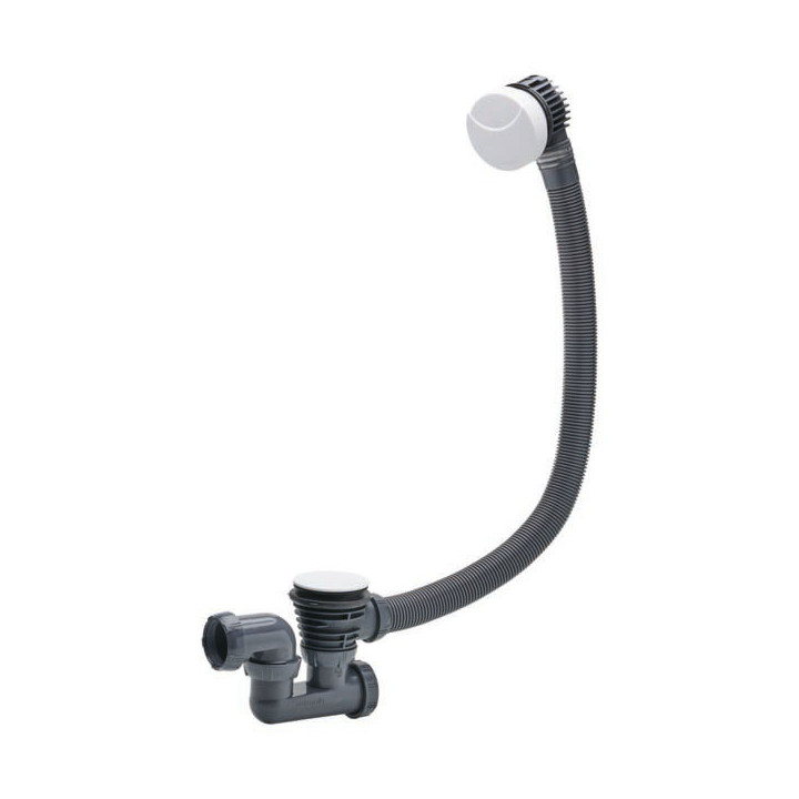 Vidage complet de baignoire NF à câble finition ABS blanc mat L. 700 mm - 30724977