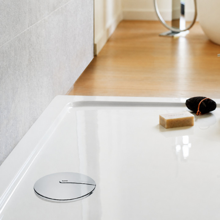Bonde de douche horizontale extraplate 58 mm diam. 90 - chromé - 30723392