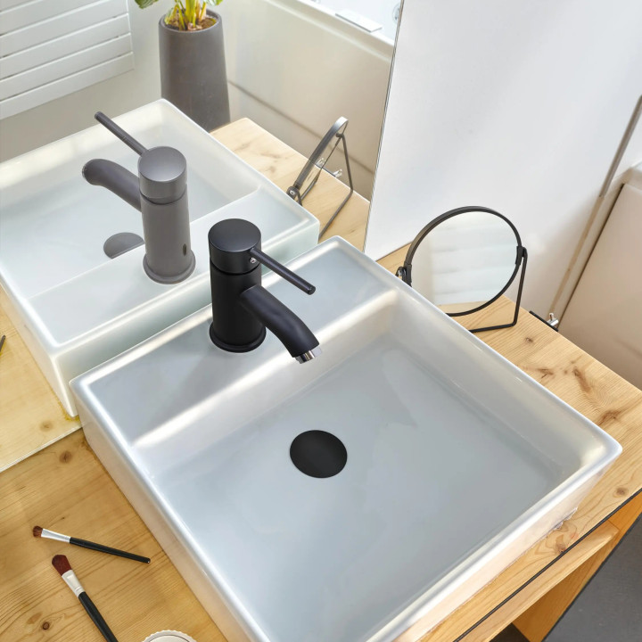 Bonde universelle laiton noir mat pour lavabo vasque avec ou sans trop plein - 30724564