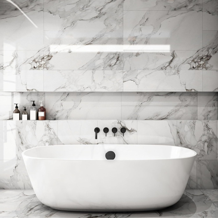 Vidage complet de baignoire NF à câble finition ABS noir mat L. 700 mm - 30724541