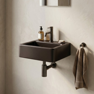Lave mains droit porcelaine noir