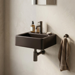Lave mains droit porcelaine noir