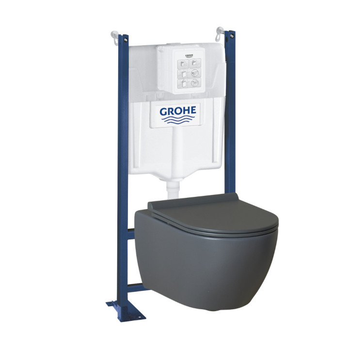 Pack WC Rapid SL autoportant + cuvette sans bride grise knidos