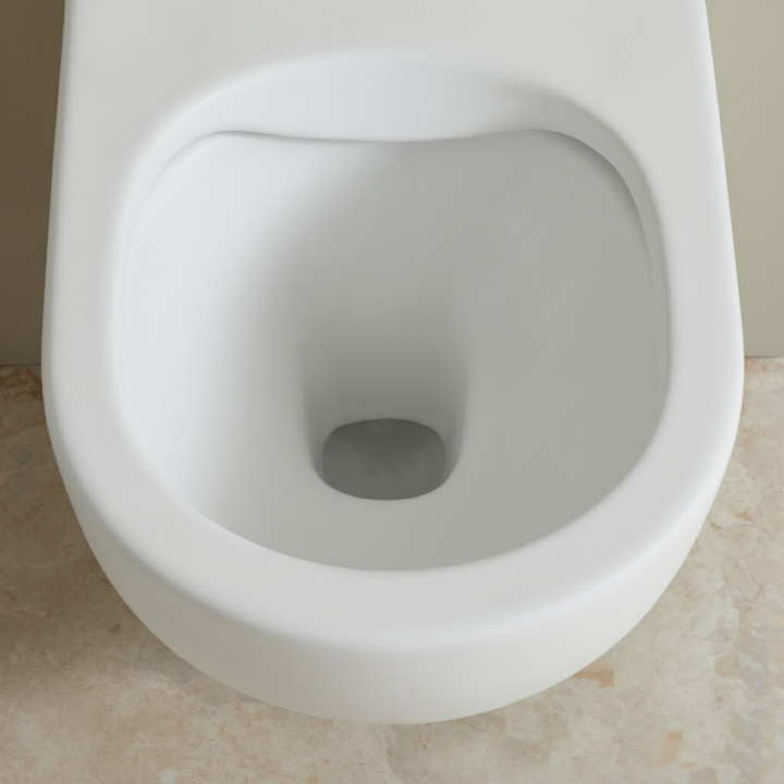 Pack WC suspendu avec lave-mains intégré + Cuvette gain de place sans bride corolla Blanc mat