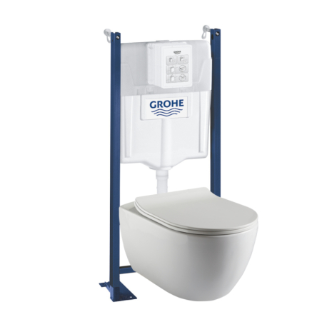 Pack WC bâti-support universel Grohe rapid sl project + cuvette suspendue sans bride Vortex Bella