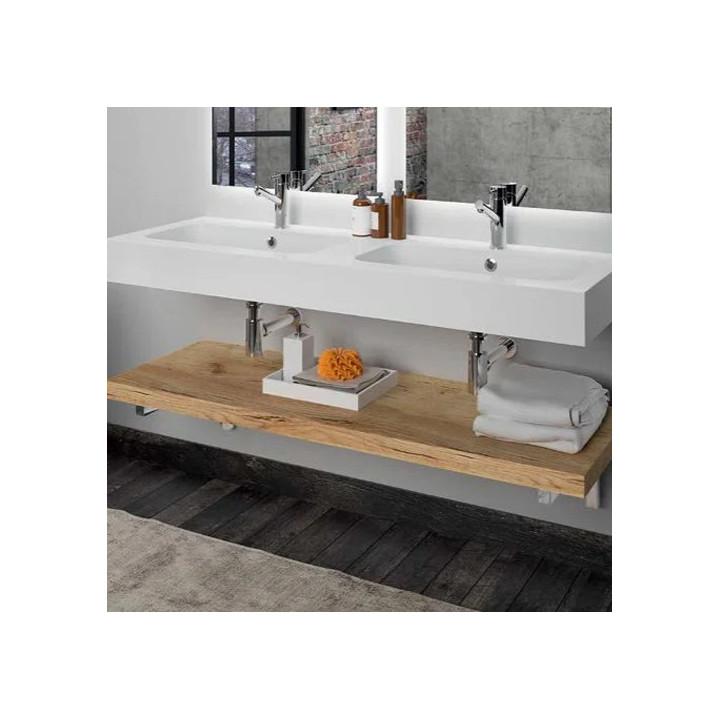 Plan de toilette aggloméré effet chêne africain Ep.4 x l.120x P.46 cm stratifié