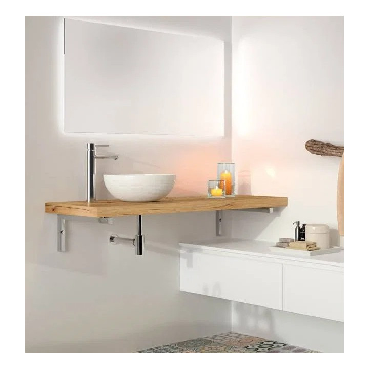 Plan de toilette aggloméré effet chêne africain Ep.4 x l.120x P.46 cm stratifié