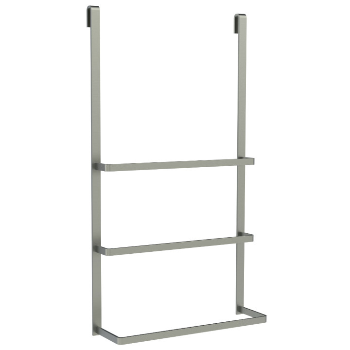 Porte-serviette à suspendre à une paroi de douche en aluminium gris  - Dim. : 40 x 70 x 11 cm