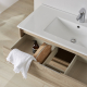 Ensemble meuble salle de bain 100 cm - plan vasque céramique - miroir et led - Effet Chêne Cambrian - A suspendre
