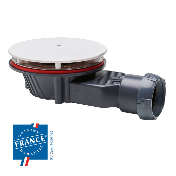 Bonde de douche horizontale extraplate 58 mm diam. 90 - blanc mat - 30724954