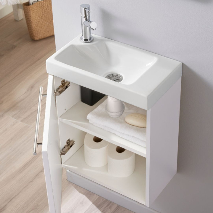 Meuble lave-mains Strié Blanc Solo