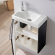 Ensemble meuble avec lave-mains Noir Mat Hamac pour Robinet à gauche solo