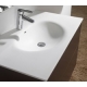 Meuble salle de bain 100 cm haut de gamme avec plan vasque en solid surface coloris taupe satiné à suspendre